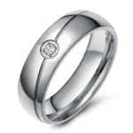 Handmade White Sapphire Titanium Steel Men's Wedding Band