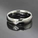 Handmade White Sapphire Titanium Steel Men's Wedding Band