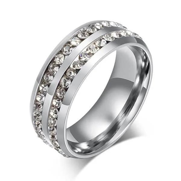 Handmade 1.25 Ct White Sapphire Titanium Steel Men's Wedding Band