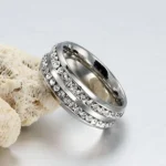 Handmade 1.25 Ct White Sapphire Titanium Steel Men's Wedding Band