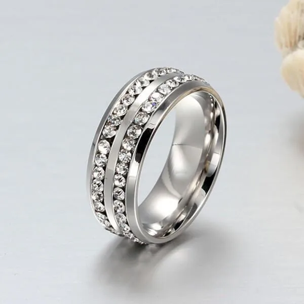 Handmade 1.25 Ct White Sapphire Titanium Steel Men's Wedding Band
