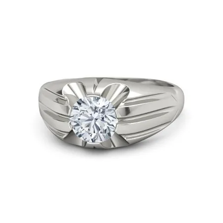 Handmade Round Cut Sterling Silver Men's Ring