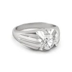 Handmade Round Cut Sterling Silver Men's Ring