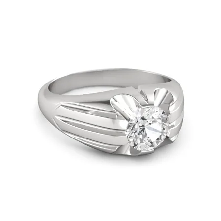 Handmade Round Cut Sterling Silver Men's Ring