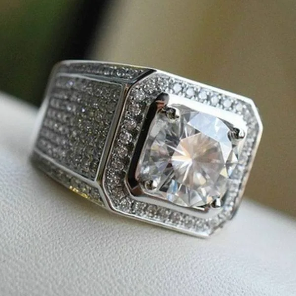 Handmade 6.5 CT Round Cut Men's Ring