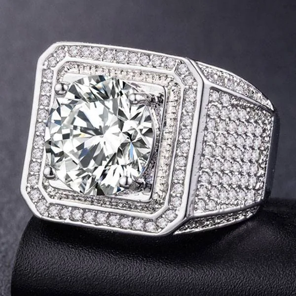 Handmade 6.5 CT Round Cut Men's Ring