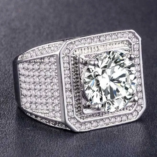 Handmade 6.5 CT Round Cut Men's Ring