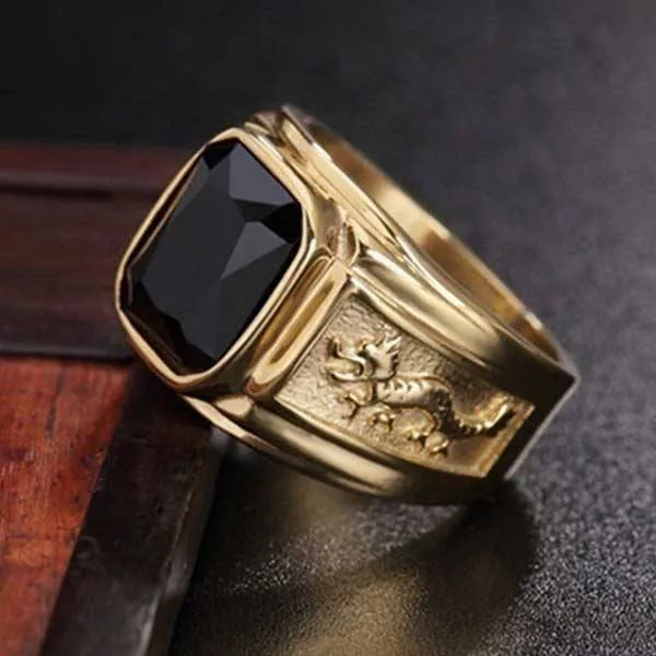 Handmade Gold Plating Dragon Design Men's Ring