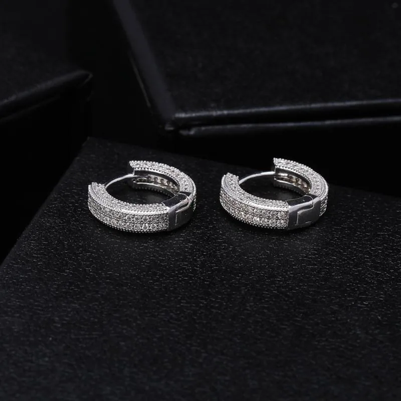 Men Hip Hop Diamond Hoop Earrings