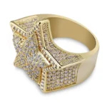 Men Hip Hop Iced Diamond Star Ring