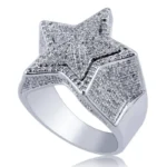 Men Hip Hop Iced Diamond Star Ring