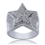 Men Hip Hop Iced Diamond Star Ring