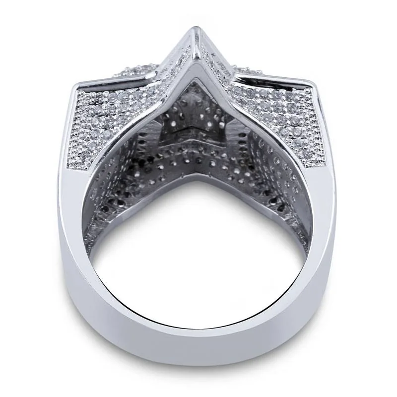 Men Hip Hop Iced Diamond Star Ring