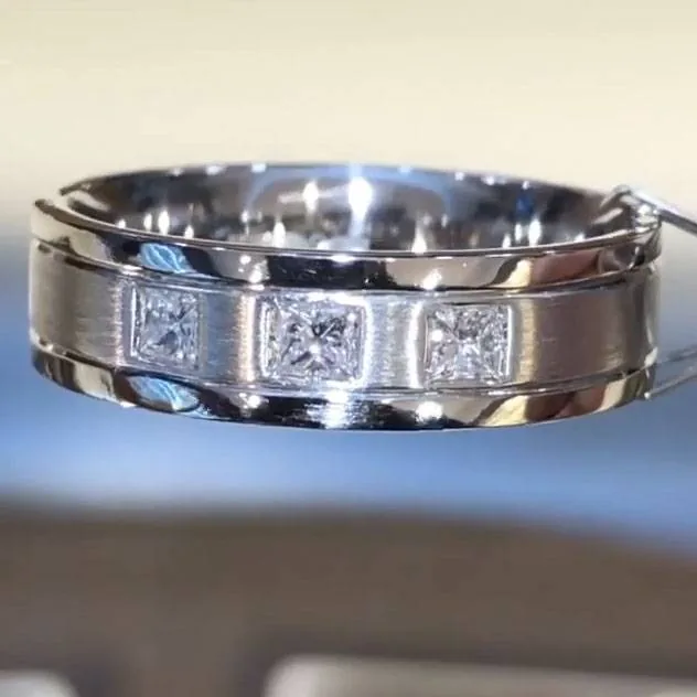 Men 0.24 Ct Princess Cut Eternity Band