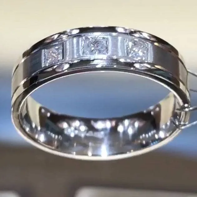 Men 0.24 Ct Princess Cut Eternity Band