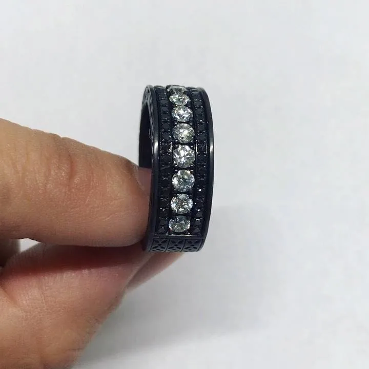 Handmade 4.5 CT Black Gold Diamond Eternity Band Ring