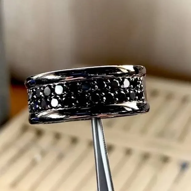 Handmade Mens 10mm Black Diamond Eternity Band