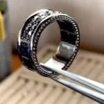 Handmade Mens 10mm Black Diamond Eternity Band
