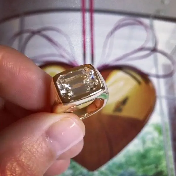 Handmade Men's Emerald Cut Sterling Silver Ring