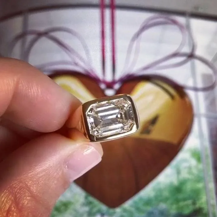 Handmade Men's Emerald Cut Sterling Silver Ring