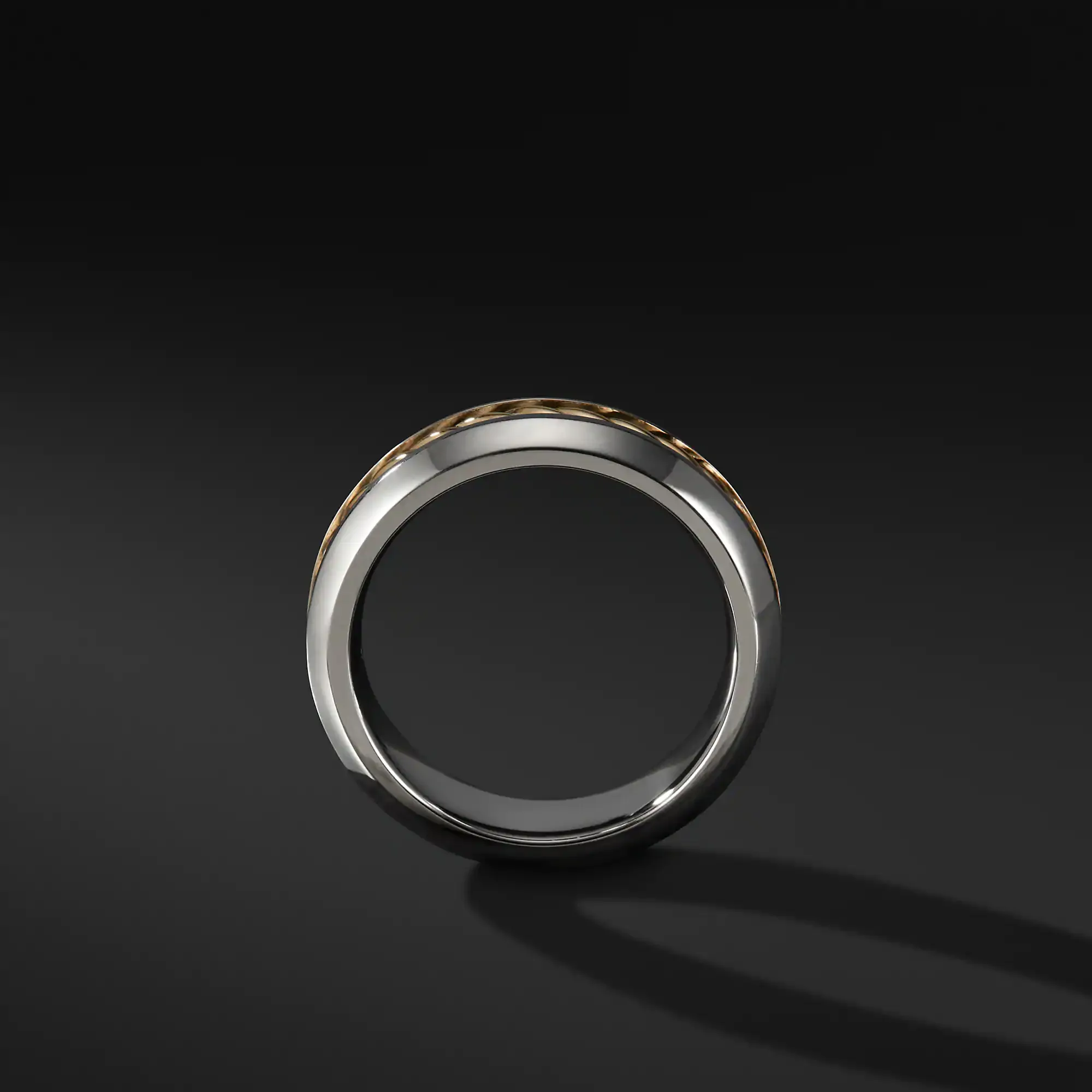 Handmade 8MM Men Sterling Silver Cable Inset Band Ring