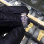 Handmade Men 3-Row Iced Out Princess Cut Eternity Band Ring