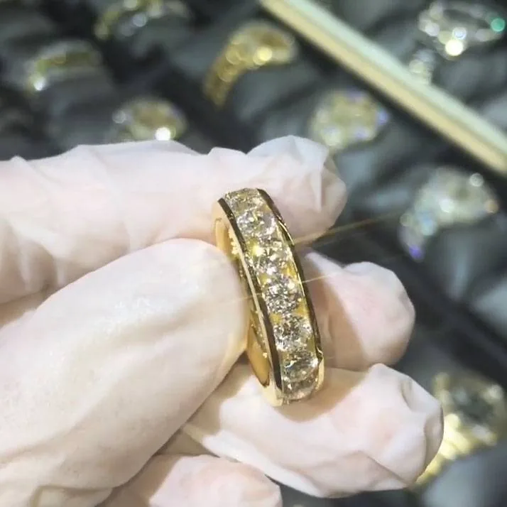 Handmade Men Channel Setting Eternity Band Ring
