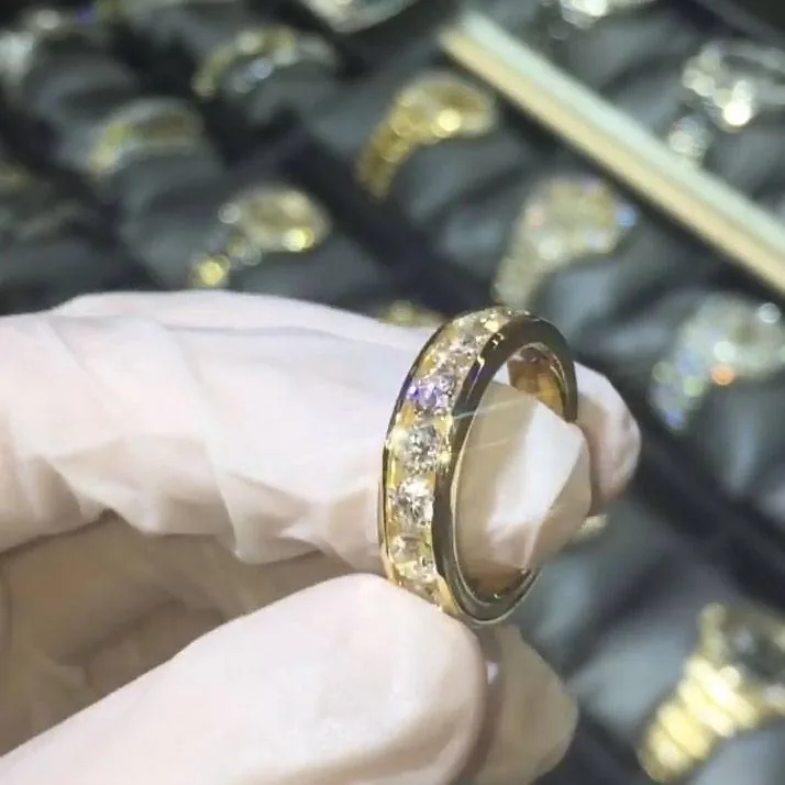 Handmade Men Channel Setting Eternity Band Ring