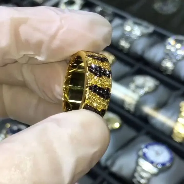 Handmade Men 9MM Tiger Stripes Band Ring