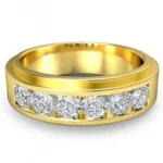 Channel Set Round Cut Men's Half Stone Wedding Band