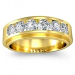 Channel Set Round Cut Men's Half Stone Wedding Band