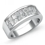 Princess and Baguette Cut Half Stone Men's Wedding Band