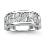 Princess and Baguette Cut Half Stone Men's Wedding Band