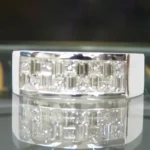 Princess and Baguette Cut Half Stone Men's Wedding Band