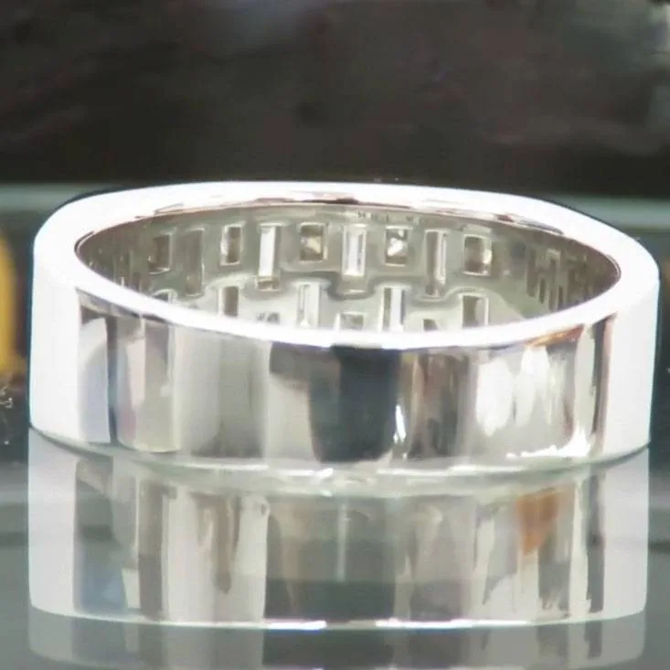 Princess and Baguette Cut Half Stone Men's Wedding Band