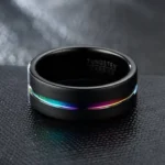 8mm Black Tungsten with 7-Coloful Fashion Men's Ring Band