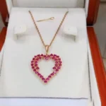 Handmade Heart Design Ruby&Sapphire Necklace