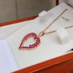 Handmade Heart Design Ruby&Sapphire Necklace