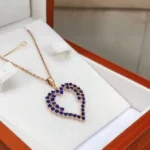 Handmade Heart Design Ruby&Sapphire Necklace