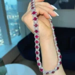 Handmade Stunning Halo Oval Ruby Necklace