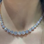Handmade Luxury Round Brilliant Lab-created White Sapphire Necklace