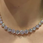 Handmade Luxury Round Brilliant Lab-created White Sapphire Necklace