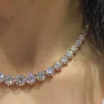 Handmade Luxury Round Brilliant Lab-created White Sapphire Necklace