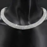 Handmade Micropave Setting Round Cut Necklace Chocker