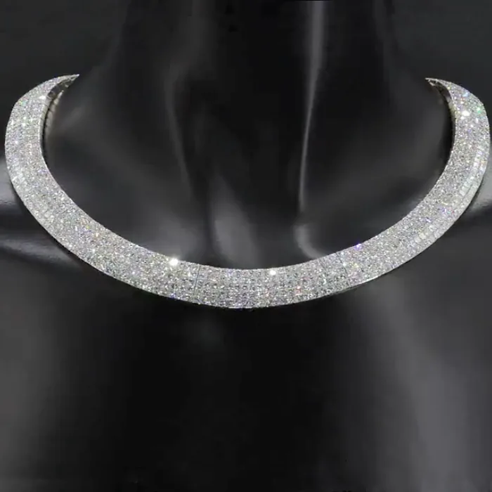 Handmade Micropave Setting Round Cut Necklace Chocker