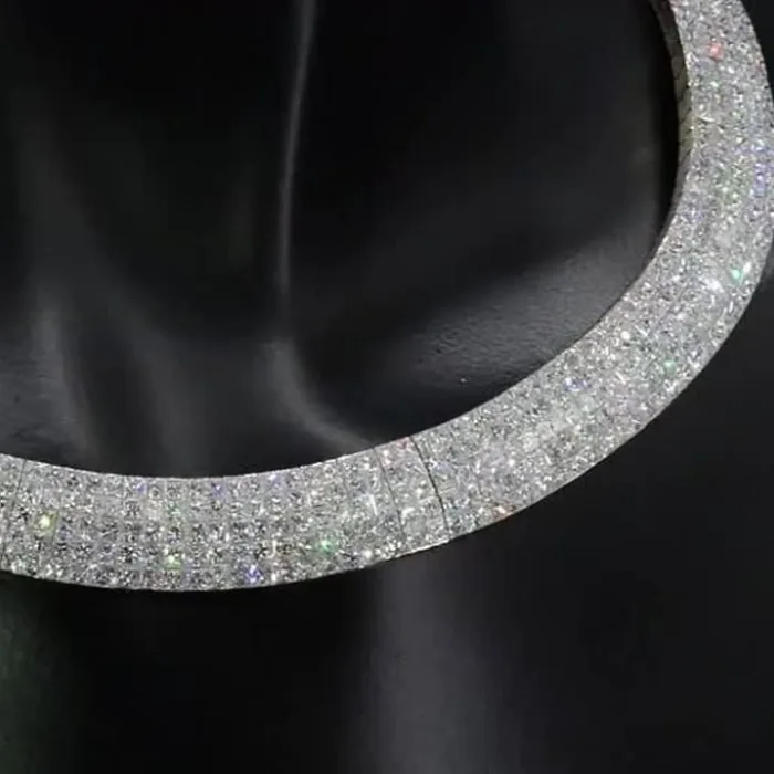 Handmade Micropave Setting Round Cut Necklace Chocker