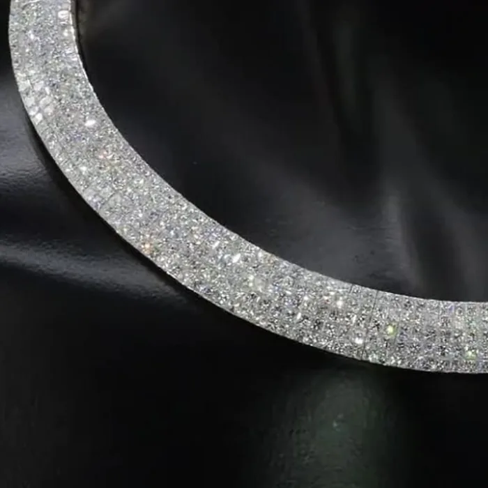 Handmade Micropave Setting Round Cut Necklace Chocker