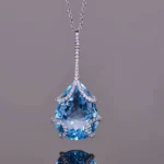 Handmade Ocean Blue Pear Cut Pendant Necklace