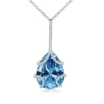 Handmade Ocean Blue Pear Cut Pendant Necklace