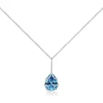 Handmade Ocean Blue Pear Cut Pendant Necklace